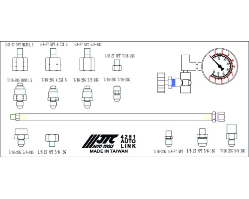 Тестер давления масла гидроусилителя руля в кейсе JTC Тестер давления масла гидроусилителя руля в кейсе JTC