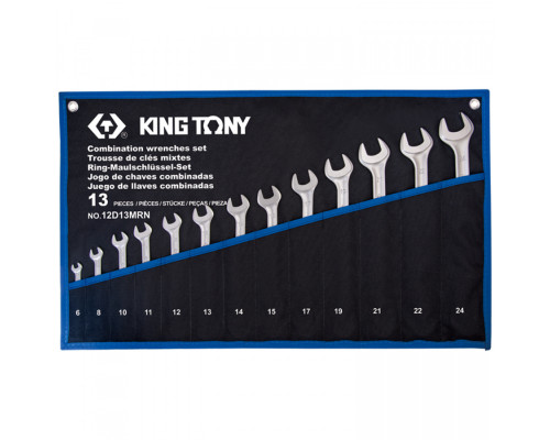 Набор комбинированных ключей, 6-24 мм, чехол из теторона, 13 предметов KING TONY 12D13MRN Набор комбинированных ключей, 6-24 мм, чехол из теторона, 13 предметов KING TONY 12D13MRN