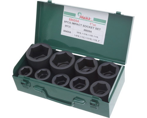 88609A набор головок 1", 9 шт., 15/16"-2" 88609A набор головок 1", 9 шт., 15/16"-2"