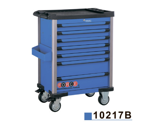 Тумба FORCE для хранения инструментов в ложементах на 7-ми полоках, с наполнением 286пр. (синяя), 10217B-286