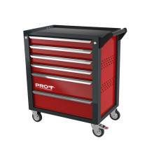 Тележка инструментальная с 6 ящиками, перфорированные боковые стенки, красная, Wellmet ТЗИ-6Pro