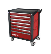 Тележка инструментальная с 7 ящиками, перфорированные боковые стенки, красная, Wellmet ТЗИ-7Pro