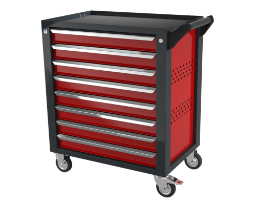Тележка инструментальная с 8 ящиками, перфорированные боковые стенки, красная, Wellmet ТЗИ-8Pro Тележка инструментальная с 8 ящиками, перфорированные боковые стенки, красная, Wellmet ТЗИ-8Pro