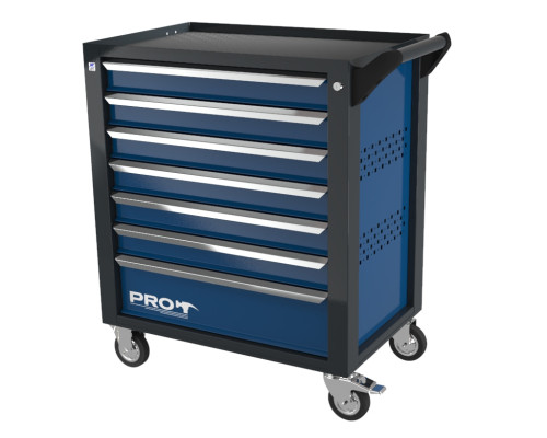 Тележка инструментальная с 7 ящиками, перфорированные боковые стенки, синяя,  Wellmet ТЗИ-7Pro-B