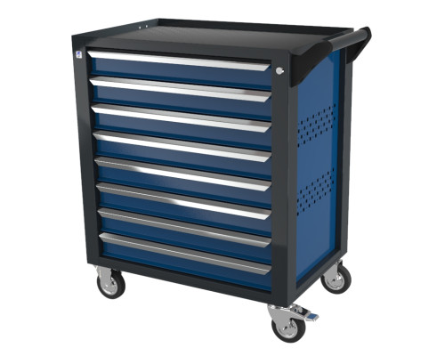 Тележка инструментальная с 8 ящиками, перфорированные боковые стенки, синяя, Wellmet ТЗИ-8Pro-B