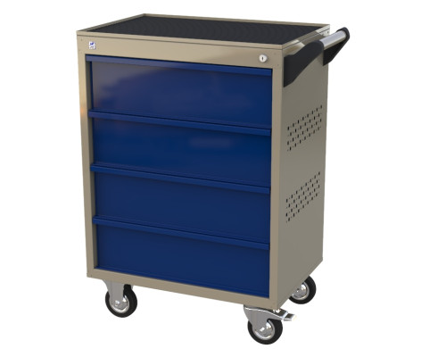 Тележка инструментальная с 4 равновысокими ящиками, перфорированные боковые стенки, MasterLine Wellmet ML4C.1