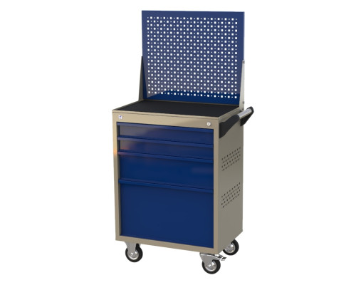 Тележка инструментальная с экраном с 4 разновысокими ящиками, перфорированные боковые стенки, MasterLine Wellmet ML4CP
