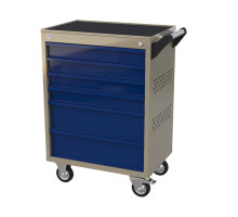 Тележка инструментальная с 6 ящиками, серии Masterline Wellmet ML6C. Перфорированные боковые стенки. 855x600x400 мм. Серо-синяя