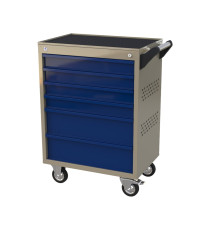 Тележка инструментальная с 6 ящиками, серии Masterline Wellmet ML6C. Перфорированные боковые стенки. 855x600x400 мм. Серо-синяя