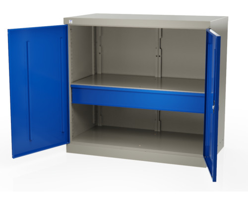 Шкаф инструментальный металлический, 1 полка, 1 ящик, 2 двери, 875х930х511 мм, MasterLine Wellmet MLST6-010100