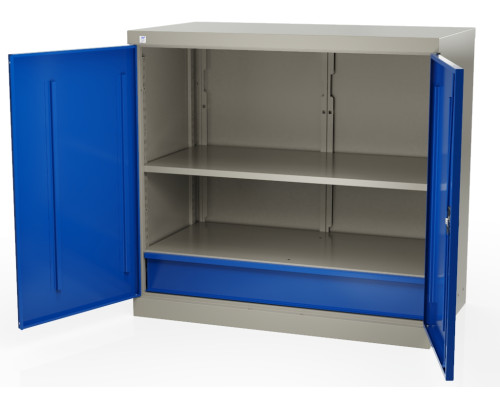 Шкаф инструментальный металлический, 2 полки, 1 ящик, 2 двери, 875х930х511 мм, MasterLine Wellmet MLST6-020100