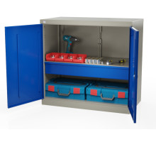 Шкаф инструментальный металлический, 1 полка, 1 ящик, 2 двери, 875х930х511 мм, MasterLine Wellmet MLST6-010100