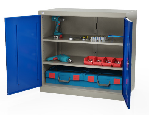 Шкаф инструментальный металлический, 2 полки, без ящиков, 2 двери, 875х930х511 мм, MasterLine Wellmet MLST6-020000