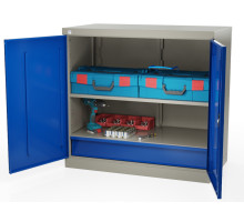 Шкаф инструментальный металлический, 2 полки, 1 ящик, 2 двери, 875х930х511 мм, MasterLine Wellmet MLST6-020100