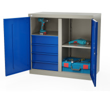 Шкаф инструментальный металлический, 2 полки, 4 ящика, 2 двери, с перегородкой, 875х930х511 мм, MasterLine Wellmet MLST6-202040