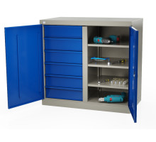 Шкаф инструментальный металлический, 3 полки, 6 ящиков, 2 двери, с перегородкой, 875х930х511 мм, MasterLine Wellmet MLST6-203060