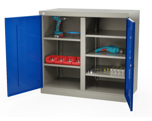 Шкаф инструментальный металлический, 5 полок, без ящиков, 2 двери, с перегородкой, 875х930х511 мм, MasterLine Wellmet MLST6-205000