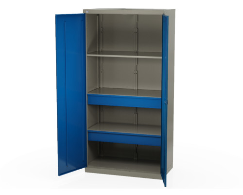 Шкаф инструментальный металлический, 3 полки, 2 ящика, 2 двери, 1875х930х511 мм, MasterLine Wellmet MLST14-030200