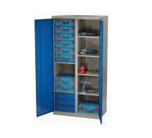 Шкаф инструментальный металлический, 6 полок, 3 ящика, 2 двери, с перегородкой, 1875х930х511 мм, MasterLine Wellmet MLST14-106030