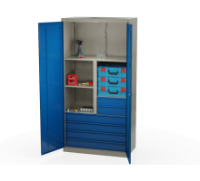 Шкаф инструментальный металлический, 4 полки, 6 ящиков, 2 двери, с перегородкой, 1875х930х511 мм, MasterLine Wellmet MLST14-222420