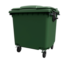 Мусорный контейнер 1100 л iPlast зелёный 4-колёсный с зелёной крышкой без педали N2 (20.809.2)