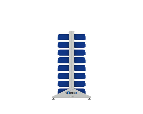Стеллаж для пластиковых лотков двухсторонний, ДВК SORTEX 1500x1000x800.02 Стеллаж для пластиковых лотков двухсторонний, ДВК SORTEX 1500x1000x800.02