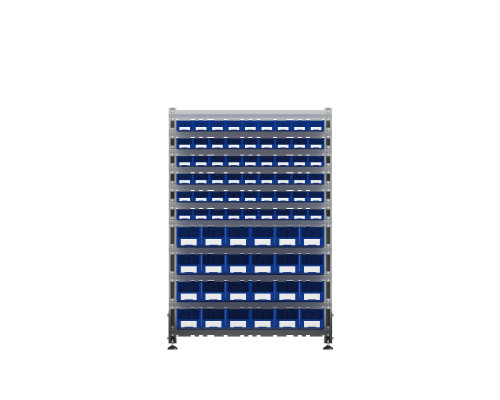 Стеллаж для пластиковых лотков двухсторонний, ДВК SORTEX 1500x1000x800.04 Стеллаж для пластиковых лотков двухсторонний, ДВК SORTEX 1500x1000x800.04