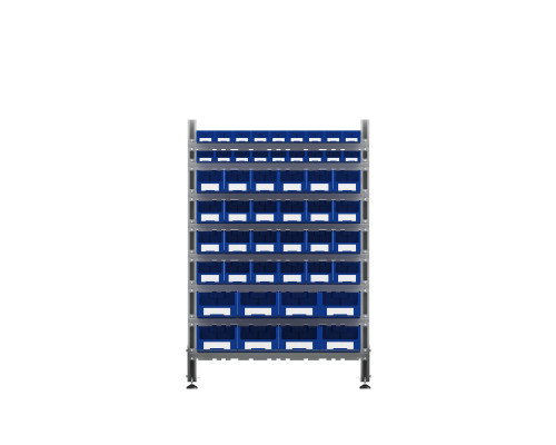 Стеллаж для пластиковых лотков односторонний, ДВК SORTEX 1500x1000x450.06 Стеллаж для пластиковых лотков односторонний, ДВК SORTEX 1500x1000x450.06