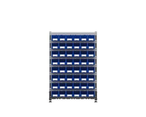 Стеллаж для пластиковых лотков двухсторонний, ДВК SORTEX 1500x1000x800.02 Стеллаж для пластиковых лотков двухсторонний, ДВК SORTEX 1500x1000x800.02