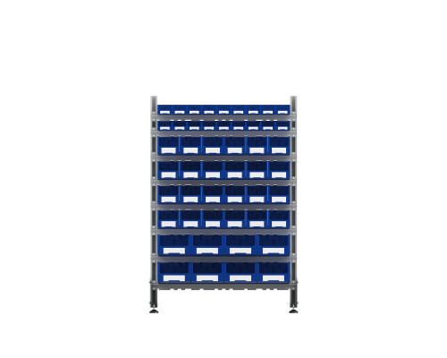 Стеллаж для пластиковых лотков двухсторонний, ДВК SORTEX 1500x1000x800.06 Стеллаж для пластиковых лотков двухсторонний, ДВК SORTEX 1500x1000x800.06