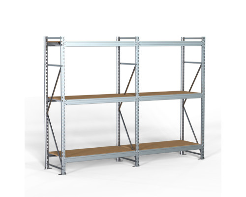 Стеллаж SGR-V-Zn-ДСП 2183-2.0, 2000х2100х800 мм, 3 полки, металлический с настилами из ДСП, Металл Завод