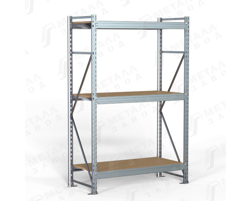 Стеллаж SGR-V-Zn-ДСП 2183-2.0, 2000х2100х800 мм, 3 полки, металлический с настилами из ДСП, Металл Завод