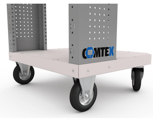 Тележка инструментальная компьютерная, с полкой, перфорированные боковые стенки, 700х633х555 мм, серая, IRON ДВК COMTEX №1