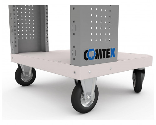 Тележка инструментальная компьютерная, с полкой, перфорированные боковые стенки, 700х633х555 мм, серая, IRON ДВК COMTEX №1