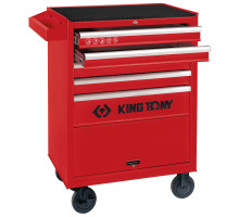 Тележка инструментальная с 5 ящиками, King Tony 87432-5B. С отсеком. 960x670x460 мм. Красная