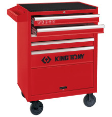Тележка инструментальная с 5 ящиками, King Tony 87432-5B. С отсеком. 960x670x460 мм. Красная