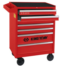 Тележка инструментальная с 7 ящиками, King Tony 87434-7B. 960x670x460 мм. Красная