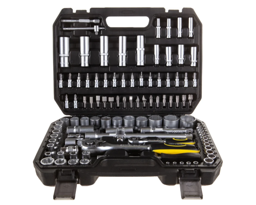 Набор торцевых головок ЭВРИКА 1*4"&1*2", DR, 6-гранный, 108 предметов ER-80108