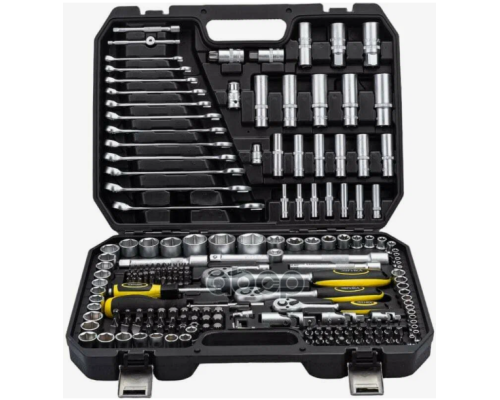 Набор инструмента ER-80216: 1/2"&1/4"&3/8"DR 6-гранный 216 предметов ЭВРИКА /1/2