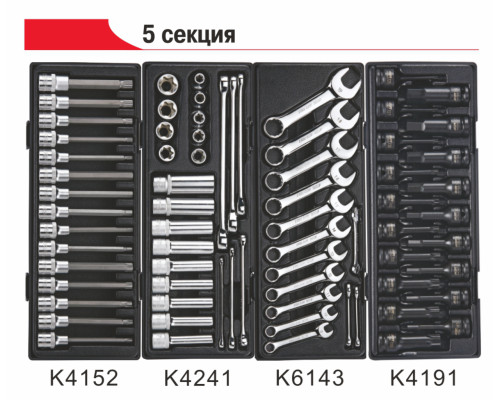 Набор инструментов в красной тележке (JTC-3931), 7+3 ящика, 578 предметов JTC-3931+5639+578