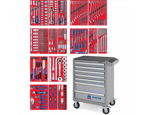 Набор инструментов "ЭКСПЕРТ" в серой тележке, 323 предмета МАСТАК 52-07323G