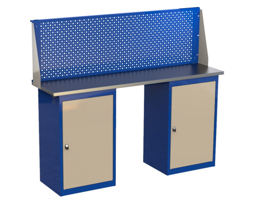 Верстак слесарный металлический двухтумбовый с экраном, 1600 мм, GRANIT 16.0.0P Верстак слесарный металлический двухтумбовый с экраном, 1600 мм, GRANIT 16.0.0P