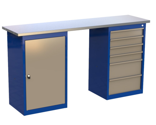 Верстак слесарный металлический двухтумбовый, 1600 мм, GRANIT 16.0.6 Верстак слесарный металлический двухтумбовый, 1600 мм, GRANIT 16.0.6