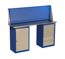 Верстак слесарный металлический двухтумбовый с экраном, 1600 мм, GRANIT 16.0.6P