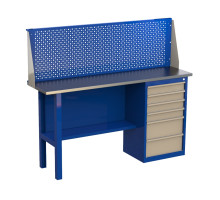 Верстак слесарный металлический однотумбовый с экраном, 1600 мм, GRANIT 16.6P Верстак слесарный металлический однотумбовый с экраном, 1600 мм, GRANIT 16.6P