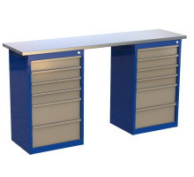 Верстак слесарный металлический двухтумбовый, 1600 мм, GRANIT 16.6.6