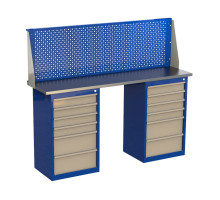 Верстак слесарный металлический двухтумбовый с экраном, 1600 мм, GRANIT 16.6.6P