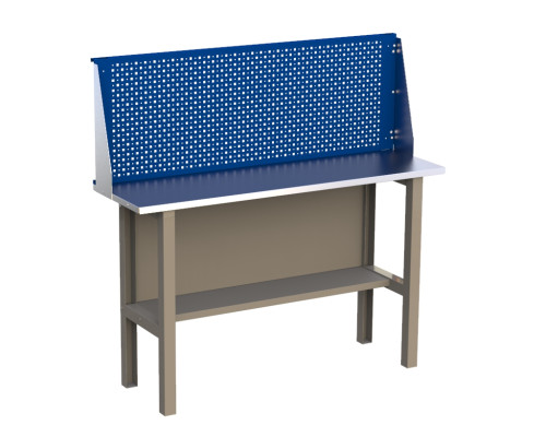 Стол верстак слесарный металлический бестумбовый, с экраном, 1400 мм, CompactLine, Wellmet CL1400P